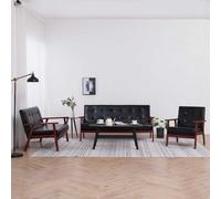 Owoxanthellate Ensemble de canapé 3 pièces en cuir synthétique noir design scandinave 64,5 x 67 x 73,5 cm Cadre en bois robuste rembourré Solution complète de relaxation pour salon, bureau et couloir