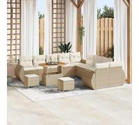 Owoxanthellate Ensemble de canapé de jardin 13 pièces en polyrotin beige avec espace de rangement 90 x 55 x 71 cm Design moderne pour terrasse, balcon, salon de jardin, extérieur, petit