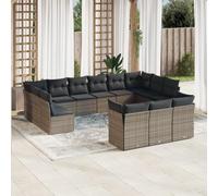 Owoxanthellate Ensemble de canapé de jardin 13 pièces en polyrotin gris 55 x 62 x 69 cm Charge maximale 200 kg Salon d'extérieur modulaire pour terrasse, balcon, jardin d'hiver
