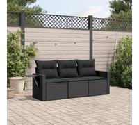 Owoxanthellate Ensemble de canapé de jardin 3 pièces en polyrotin noir 55 x 62 x 69 cm, salon de jardin avec espace de rangement, résistant aux intempéries, peu encombrant, pour terrasse, balcon