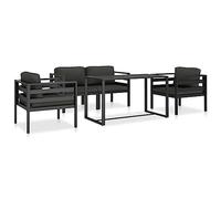 Owoxanthellate Ensemble de canapé de jardin 5 pièces en aluminium anthracite résistant aux intempéries modulaire 70 x 70 x 64,5 cm avec coussins confortables en polyester pour balcon, terrasse et