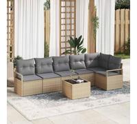 Owoxanthellate Ensemble de canapé de jardin 7 pièces beige gris clair polyrotin modulable dimensions comme sur la photo Design moderne robustesse et durabilité pour jardin, terrasse et balcon