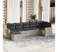 Owoxanthellate Ensemble de canapé de jardin 7 pièces - Gris clair - 65,5 x 62 x 69 cm - Groupe d'angle modulaire avec coussins épais - Pour balcon, terrasse et jardin - Design moderne - Robuste et