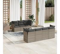 Owoxanthellate Ensemble de canapé de jardin 8 pièces - En polyrotin - Gris - 179 x 62 x 69 cm - Banc d'angle modulaire avec espace de rangement et plateau en verre - Ensemble de meubles de jardin