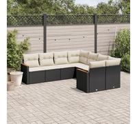 Owoxanthellate Ensemble de canapé de jardin 8 pièces en rotin synthétique noir 62 x 62 x 69 cm canapé d'angle et central résistant aux intempéries modulaire pour balcon, terrasse et jardin