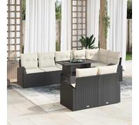 Owoxanthellate Ensemble de canapé de jardin 9 pièces en polyrotin noir 84,2 kg modulaire avec espace de rangement résistant aux UV et aux intempéries pour balcon, terrasse, jardin d'hiver