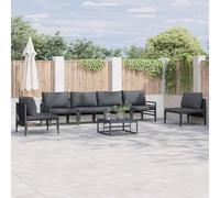 Owoxanthellate Ensemble de canapé de jardin anthracite 80 x 80 x 71 cm en acier résistant aux intempéries, 6 places, avec table basse respirante pour balcon, terrasse et patio