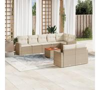 Owoxanthellate Ensemble de canapé de jardin en polyrotin beige 62 x 62 x 69 cm - Protection contre les intempéries - Banc d'angle avec table en bois d'acacia - Robuste et confortable - Pour balcon