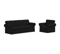 Owoxanthellate Ensemble de canapé moderne 2 pièces noir, ensemble de canapé modulaire en tissu avec cadre en métal et accoudoirs en bois, design ergonomique pour salon, 215 x 82 x 80 cm et 95 x 82 x
