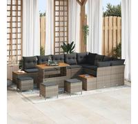 Owoxanthellate Ensemble de canapés de jardin, 110 x 55 x 71 cm, gris, en polyrotin, modulaire, avec espace de rangement, banc d'angle, pour balcon et terrasse, robuste, pour petit coin assis, salon de
