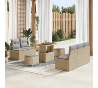 Owoxanthellate Ensemble de canapés de jardin 8 pièces - Beige - En polyrotin - 404,8 x 59,8 cm - Design moderne avec table en bois d'acacia - Hauteur réglable - Pour terrasse, balcon, extérieur