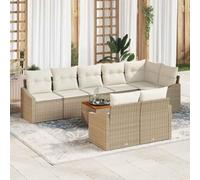 Owoxanthellate Ensemble de canapés de jardin en polyrotin à 9 modules, beige crème, résistant aux intempéries, avec espace de rangement, 955 kg, design moderne, pour balcon, terrasse, salon de jardin