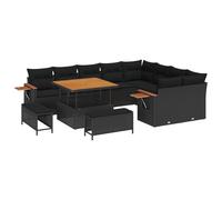 Owoxanthellate Ensemble de canapés de jardin modulaires, noirs, 100 x 100 x 71 cm, en polyrotin, avec espace de rangement, résistant aux intempéries, pour jardin, terrasse et petites pièces