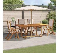 Owoxanthellate Ensemble de jardin 5 pièces composé de chaises pliantes en bois d'acacia et d'une table extensible de 150 à 200 cm, robuste et durable, pour balcon, terrasse, extérieur
