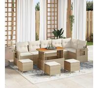 Owoxanthellate Ensemble de meubles de jardin 10 pièces en polyrotin beige avec canapé, banc, tabouret, table, 75 kg, design moderne, robuste et durable, pour jardin, terrasse, balcon