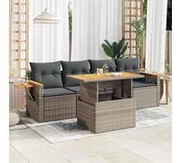 Owoxanthellate Ensemble de meubles de jardin 5 pièces en rotin synthétique acacia gris 55 x 62 x 69 cm résistant aux intempéries salon modulaire pour terrasse, balcon, jardin d'hiver et canapé