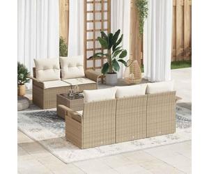 Owoxanthellate Ensemble de meubles de jardin 5 places en polyrotin beige 62 x 55 x 69 cm résistant aux intempéries, modulaire table basse, 55 x 55 x 37 cm, balcon, jardin, terrasse, design moderne