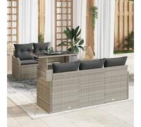 Owoxanthellate Ensemble de meubles de jardin 5 places - En polyrotin - Gris clair - 100 x 55 x 73 cm - Table réglable en hauteur - Design moderne - Rotin robuste - Pour balcon, terrasse, jardin