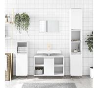 Owoxanthellate Ensemble de meubles de salle de bain 3 pièces en panneau de particules blanc avec pieds en fer 80 x 33 x 190 cm pour petites salles de bain