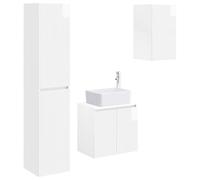 Owoxanthellate Ensemble de meubles de salle de bain 3 pièces - Montage | Ensemble mural 3 pièces avec meuble de salle de bain et deux armoires pour la salle de bain. Trous flexibles pour lavabo et