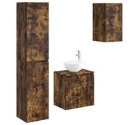 Owoxanthellate Ensemble de meubles de salle de bain 3 pièces - Montage | Meuble de salle de bain suspendu au mur en bois facile d'entretien avec inserts de perçage flexibles pour une utilisation