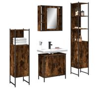 Owoxanthellate Ensemble de meubles de salle de bain 4 pièces 60 x 60 cm Meuble sous lavabo et armoire miroir Matériau bois acier pour salles de bains modernes et petites / grandes