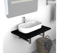 Owoxanthellate Ensemble de meubles de salle de bain noirs 60 x 40 x 16,3 cm - Étagère murale en bois et métal - Design moderne avec grande surface de rangement pour petites et grandes salles de bains