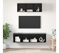 Owoxanthellate Ensemble de meubles TV muraux - Chêne noir - 37 x 37 x 142 cm - Meuble bas moderne avec 7 étagères - Meuble TV à économie de hauteur pour chambre à coucher, couloir, cuisine