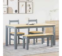 Owoxanthellate Ensemble de salle à manger, avec banc et chaises, en pin massif, 160 x 80 cm, gris, design moderne, robuste, pour salle à manger, cuisine et salle à manger, gris