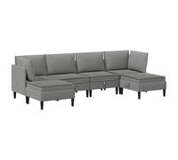 Owoxanthellate Ensemble de salon 6 pièces, canapé modulaire gris foncé en tissu, avec canapé d'angle, canapé central et tabouret, cadre en contreplaqué, meubles rembourrés modernes