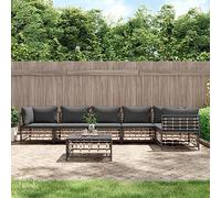 Owoxanthellate Ensemble salon de jardin 7 pièces - Anthracite - 72 x 72 x 66 cm - En polyrotin - Module d'angle avec coussins gris foncé - Pour balcon, terrasse