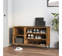 Owoxanthellate Étagère à chaussures en chêne fumé 102 x 36 x 60 cm - Design moderne avec cadre en métal - Beaucoup d'espace de rangement et plaque supérieure stable comme banc pour couloir, salon