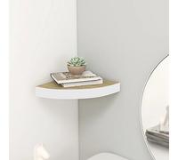 Owoxanthellate Étagère d'angle coulissante 25 x 25 x 3,8 cm en MDF nid d'abeille et métal, chêne et blanc, système de montage invisible pour chambre à coucher, cuisine, couloir