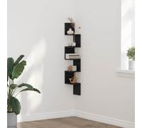 Owoxanthellate Étagère d'angle noire, aspect chêne, 20 x 20 x 127,5 cm, à 5 tablettes en matériau dérivé du bois, étagère murale moderne avec beaucoup d'espace de rangement, robuste et durable, pour