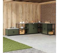 Owoxanthellate Étagère de cuisine, vert olive, 90 x 50 x 92 cm, cadre en acier, modulaire, 2 étagères, résistante à la chaleur, design moderne, robuste, pour cuisine, salon, balcon, terrasse