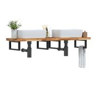 Owoxanthellate Étagère de lavabo 120 x 40 cm en bois d'acacia noir et acier - Montage mural moderne - Charge maximale : 100 kg - Pour salle de bain, WC d'invités, cuisine