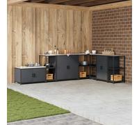 Owoxanthellate Étagère de rangement de cuisine, anthracite, 40 × 50 × 92 cm, en acier résistant à la chaleur, étagère modulaire moderne avec 2 niveaux, pour cuisine, salon, balcon et bureau