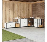 Owoxanthellate Étagère de rangement de cuisine avec tiroirs, blanche, 90 x 50 x 53 cm, en acier résistant à la chaleur, design moderne, robuste et modulaire, pour cuisine, salon, couloir