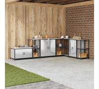 Owoxanthellate Étagère de rangement de cuisine, en acier inoxydable, 40 x 50 x 92 cm, argent mat, modulaire, avec 2 étagères, cadre en acier robuste, résistant à la chaleur, pour cuisine, salon