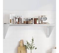 Owoxanthellate Étagère murale 100 x 30 x 31 cm en acier inoxydable argenté - Design moderne robuste et durable avec bord surélevé pour salon, chambre à coucher, cuisine