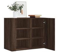 Owoxanthellate Étagère murale, marron, 75 x 35 x 60 cm, étagère d'angle, pour cuisine, bibliothèque, avec 6 compartiments, aspect chêne, capacité de charge de 80 kg, design moderne pour salon, chambre