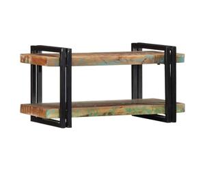 Owoxanthellate Étagère murale multicolore en bois massif vieilli, étagère flottante vintage avec cadre en métal, étagère suspendue pour salon, couloir et bureau, étagère murale rustique, 70 x 33 x 35