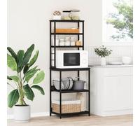 Owoxanthellate Étagère sur pied - Chêne noir - 60 x 40 x 168 cm - Avec 5 tablettes - Cadre en acier robuste - Design industriel moderne - Grand espace de rangement pour cuisine, salon, bureau