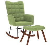 Owoxanthellate Fauteuil à bascule avec tabouret, 2 pièces, vert clair, en | Chaise d'allaitement ergonomique avec assise et tabouret rembourrés. Idéal pour le salon, la chambre ou le bureau.