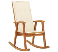 Owoxanthellate Fauteuil à bascule en bois d'acacia massif avec coussin, chaise de relaxation vintage pour salon et terrasse, chaise de jardin avec dossier haut, chaise ergonomique en bois, 57 x 100 x