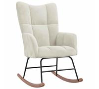 Owoxanthellate Fauteuil à bascule en velours blanc crème avec patins en | Chaise de relaxation confortable avec rembourrage en mousse épaisse, motif carré fin et cadre en acier robuste pour votre