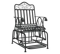 Owoxanthellate Fauteuil à bascule - Noir - 61 x 81 x 99 cm - En acier résistant aux intempéries - Mobilier de jardin moderne avec dossier et accoudoirs - Banc de repos pour balcon, terrasse, salon