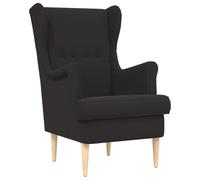 Owoxanthellate Fauteuil bouclé noir - Fauteuil rembourré moderne avec pieds en bois d'hévéa pour salon et chambre à coucher - Fauteuil de relaxation confortable - 65 x 79 x 100 cm