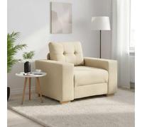 Owoxanthellate Fauteuil crème 100 x 78 x 80 cm avec assise de 60 cm de large, tissu polyester, cadre en bois et métal, design moderne, robuste et durable, pour salon, chambre à coucher, bureau