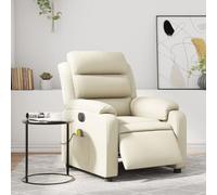 Owoxanthellate Fauteuil de massage électrique en cuir synthétique crème avec fonction allongée 135° 75 x 92,5 x 100 cm Modes de vibration Télécommande Robuste et moderne pour salon TV Chillout